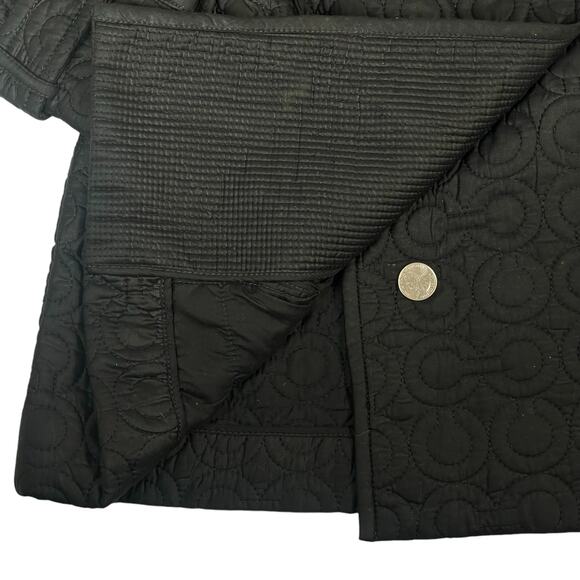 RARE Coach Quilted Pea Trench Coat Logo Black with Belt - Picture 5 of 11